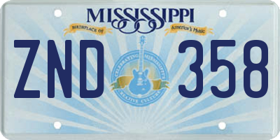 MS license plate ZND358