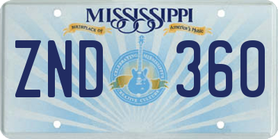 MS license plate ZND360