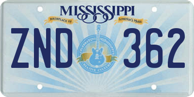 MS license plate ZND362