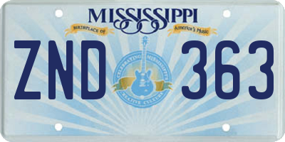 MS license plate ZND363