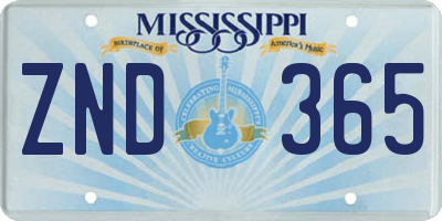 MS license plate ZND365