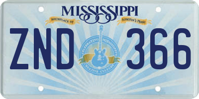 MS license plate ZND366