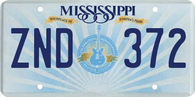 MS license plate ZND372