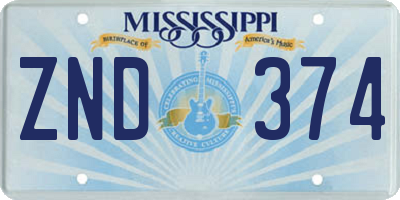 MS license plate ZND374