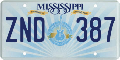 MS license plate ZND387