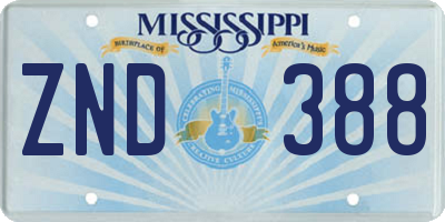 MS license plate ZND388