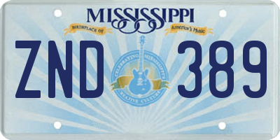 MS license plate ZND389