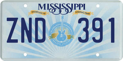 MS license plate ZND391