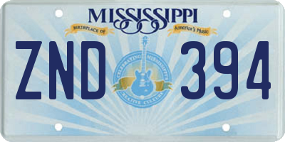 MS license plate ZND394