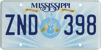 MS license plate ZND398