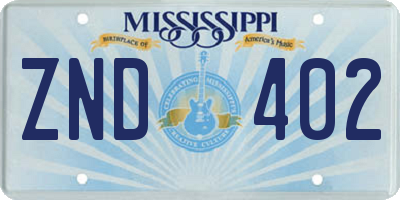 MS license plate ZND402
