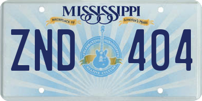 MS license plate ZND404