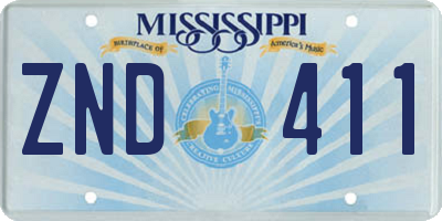MS license plate ZND411