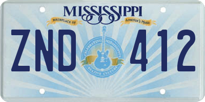 MS license plate ZND412