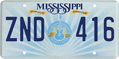 MS license plate ZND416