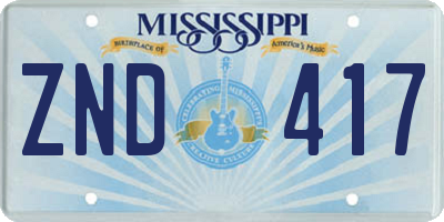 MS license plate ZND417
