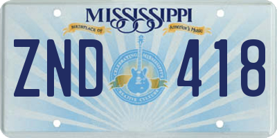 MS license plate ZND418