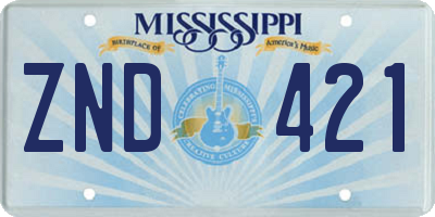 MS license plate ZND421