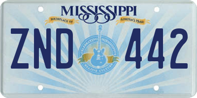 MS license plate ZND442