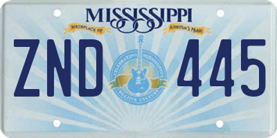 MS license plate ZND445