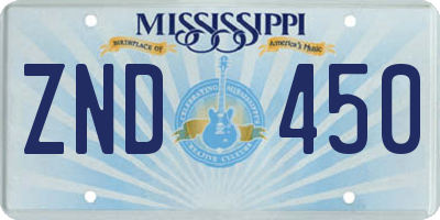 MS license plate ZND450