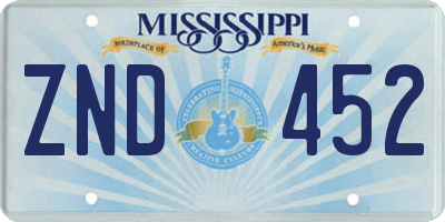 MS license plate ZND452