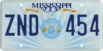 MS license plate ZND454