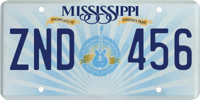 MS license plate ZND456