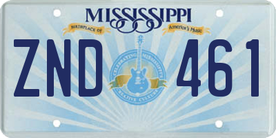 MS license plate ZND461