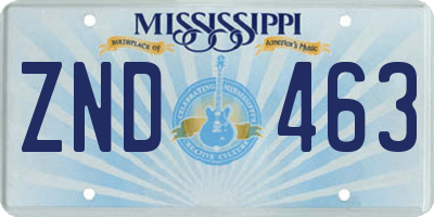 MS license plate ZND463
