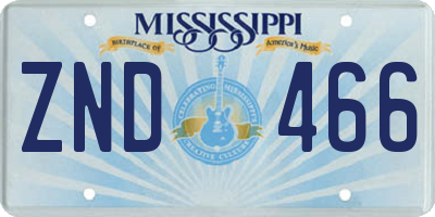 MS license plate ZND466