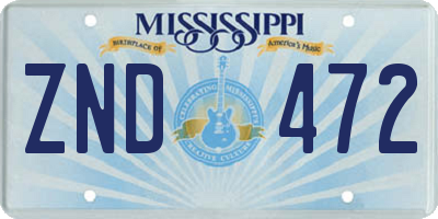MS license plate ZND472