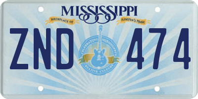 MS license plate ZND474