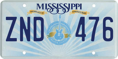 MS license plate ZND476