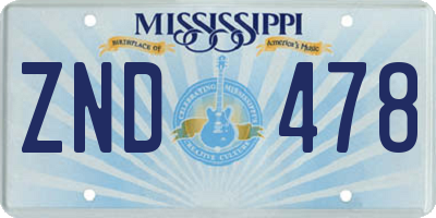 MS license plate ZND478