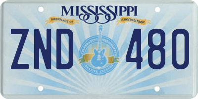 MS license plate ZND480