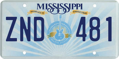 MS license plate ZND481