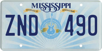 MS license plate ZND490