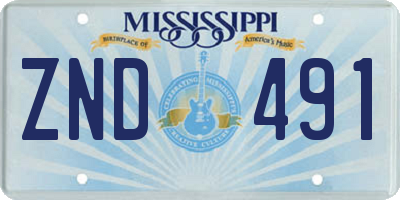 MS license plate ZND491