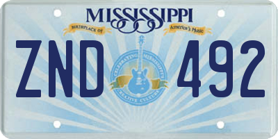 MS license plate ZND492