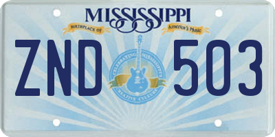 MS license plate ZND503