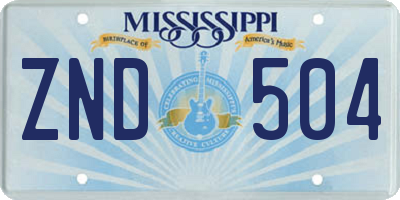 MS license plate ZND504