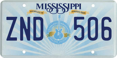 MS license plate ZND506