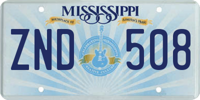 MS license plate ZND508