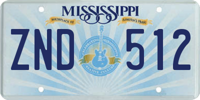 MS license plate ZND512