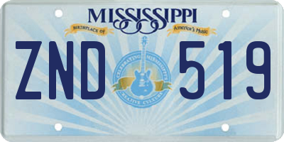 MS license plate ZND519