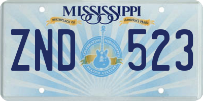 MS license plate ZND523