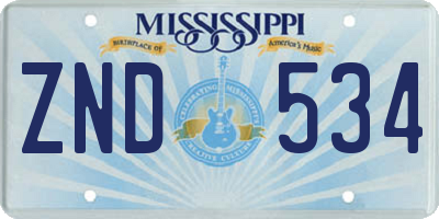 MS license plate ZND534