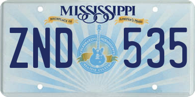 MS license plate ZND535