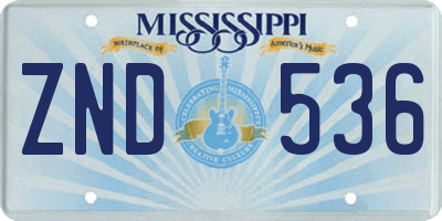 MS license plate ZND536